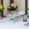 81WKtCSICsL._AC_SL1500_.jpg Osco Clear Acrylic Smartphone Dock Stand, Elegant Desk & Bedside Holder with Glass-Look Finish, Universal Mobile Compatibility, Non-Slip Feet, Compact 9×8.5×7.2 cm