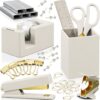 81XMaRnSbGL._AC_SL1500_.jpg Aesthetic Desk Accessories Set - A Complete Desktop Organizer Set For Women Enhances Any Office Decor - An Office Supplies Kit w Gold Finish incl. Pen Holder, Scissors, Stapler, Tape Dispenser & More