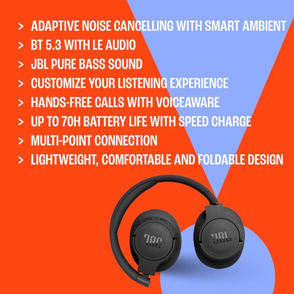 81YFzL-xOuL._AC_SL1500_.jpg JBL Tune 770NC - Adaptive Noise Cancelling with Smart Ambient Wireless Over-Ear Headphones, Bluetooth 5.3, Up to 70H Battery Life with Speed Charge, Lightweight, Comfortable & Foldable Design (Black)