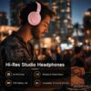 81YZZwujL5L._AC_SL1500_.jpg syndesmos Wireless Over Ear Bluetooth Headphones, Studio Monitor & DJ Headphones with 50mm Drivers, 100H Playtime, 1/4" to 3.5mm Wired Audio Jack for Mixing, Recording, Guitar Amp, Podcast, Pink