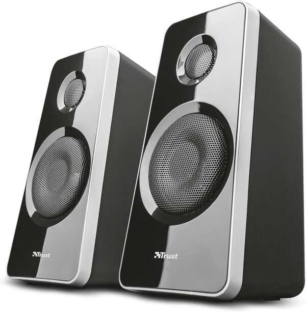 Trust Tytan 2.1 PC Speakers with Subwoofer, 120W (60W RMS), UK Plug, Sound System with Wired Volume Control, Jack 3.5 mm, Computer Speakers for PC, Laptop, TV, Tablet and Smartphone - Black