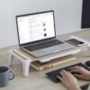 Properav Universal Computer Monitor Desk Riser Stand with Drawer Storage for PC TV Laptop - Wood Effect