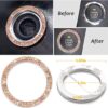 ToBeQueen Gold Steering Wheel Cover Set 15 inch,7 Pack Crystal Rhinestone Diamond Bling Gold Car Accessories,Seat Belt Cover,Gold Gear Shift Push Start Button Cover, Cup Coasters,Champagne