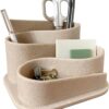 81ZrEJAeGeL._AC_SL1500_.jpg OAKOA Aesthetic Desk Organizer - Aesthetic Office Desk Accessories - Boho Pen Holder - Neutral Beige Desk Accessories - Home Office Essentials for Women - Cute Pencil Holder
