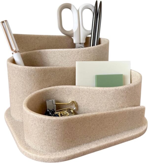 81ZrEJAeGeL._AC_SL1500_.jpg OAKOA Aesthetic Desk Organizer - Aesthetic Office Desk Accessories - Boho Pen Holder - Neutral Beige Desk Accessories - Home Office Essentials for Women - Cute Pencil Holder