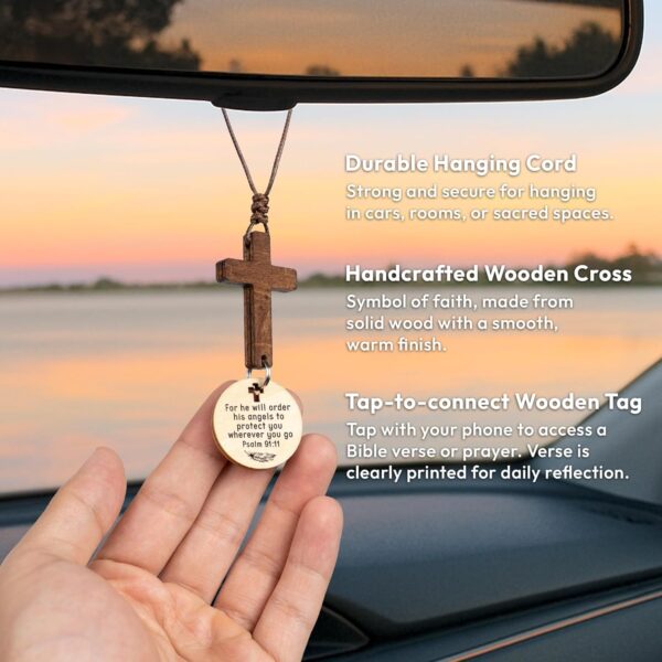 81asK3lxTFL._AC_SL1500_.jpg Cross for Car Mirror Hanging Christian Gifts for Men, Dad, Women, Bible Study - Scan Phone for Daily Bible Verse Car Rearview Decor Accessories for Truck Driver, Jesus Religious Gift