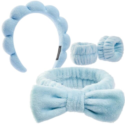 81cjuHMMjVL._SL1500_.jpg Ztomine Headbands for Women - Spa Headband and Wristband Set - Headband for Washing Face,Facial Mask,Makeup and Skin Care,Gifts for Women and Teen Girl Gifts Trendy Stuff