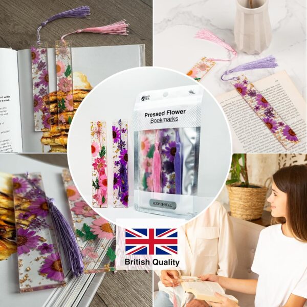 81dBkkrlkL._AC_SL1500_.jpg Pressed Flower Bookmarks (2 Pack) Clear Dried Floral Resin with Tassels Handmade Gift for Women, Students, Bookworms, Book Lovers, Accessories to Increase Reading Interest