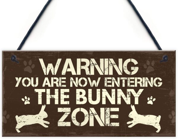 Red Ocean Bunny Zone Rabbit Lover Gift Ideas Door Hutch Funny Pet Sign Rabbit Accessories Gifts For Women