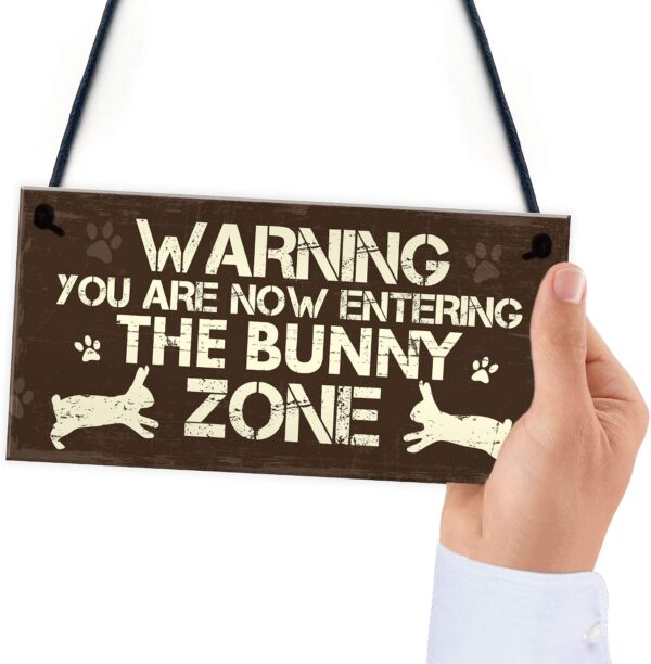 Red Ocean Bunny Zone Rabbit Lover Gift Ideas Door Hutch Funny Pet Sign Rabbit Accessories Gifts For Women
