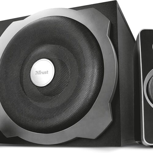 Trust Tytan 2.1 PC Speakers with Subwoofer, 120W (60W RMS), UK Plug, Sound System with Wired Volume Control, Jack 3.5 mm, Computer Speakers for PC, Laptop, TV, Tablet and Smartphone - Black