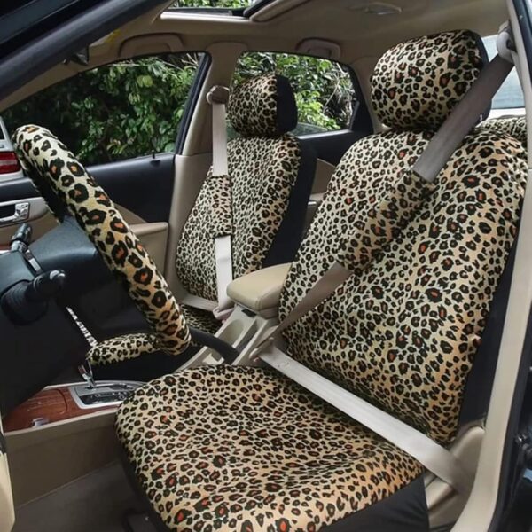 81id0yuw-NL._AC_SL1500_.jpg Audel Zebra Car Seat Cover Set with 2 Seat Belt Pads & Universal 15 Inch Steering Wheel Cover Fit for Car, Truck, SUV, or Van (Leopard)