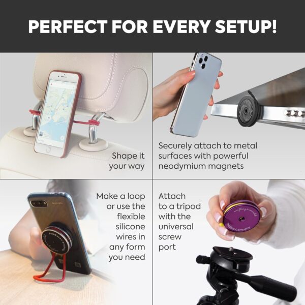 81jhTCqYoPL._AC_SL1500_.jpg Magnetic Phone Stand Grip for All Smartphones, Fit for MagSafe Accessories, Phone Mount for Bike, Gym, Golf Cart, Airplane, Stroller - Hands-Free Cell Phone Holder for iPhone 12-17 (Black)