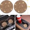 ToBeQueen Gold Steering Wheel Cover Set 15 inch,7 Pack Crystal Rhinestone Diamond Bling Gold Car Accessories,Seat Belt Cover,Gold Gear Shift Push Start Button Cover, Cup Coasters,Champagne