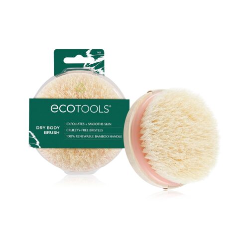 81mh09mnSaL._SL1500_.jpg EcoTools Dry Body Brush, Cruelty-Free Bristles Exfoliate & Smooth Skin, Dry Brushing Removes Flaky Skin, May Help Improve Circulation & Tone, Eco-Friendly Skincare Tool, Vegan & Cruelty-Free, 1 Count