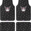 Kuromi Carpet Car Floor Mats - Universal Fit for Cars, SUVs & Trucks - Black with Kuromi Print & Purple, Pink Accents - Front & Rear Set, 4 Piece