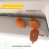 Yuoyar Sunglass Holder for Car, Magnetic Leather Sunglasses Holder and Ticket Card Clip, Car Visor Accessories, 2 Packs (Orange)