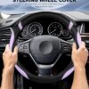 Universal Leather Steering Wheel Cover for Women Steering Wheel Cover for Car 15 inch (Lilac Color)