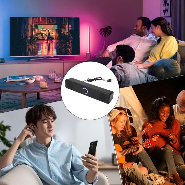 Sound Bar - Home Theater Audio System for Wireless, Deep Bass, Volume Boost, Projector, Surround Experience with Easy Connection, TV Speaker for Desktop, Laptop, Computer, 11.65x2.17x2.36 Inches