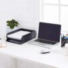 81txOnFbU6L._AC_SL1500_.jpg Amazon Basics Rectangular Plastic Desk Organizer, letter size Tray, 2-Pack, 24.6 x 5.6 x 33 cm, Black