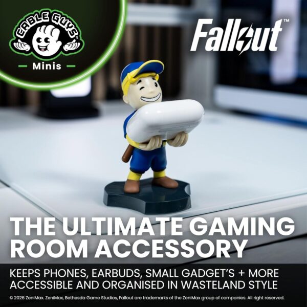 81u5c7LqKL._AC_SL1500_.jpg Cableguys Minis Fallout Big League Vault Boy Phone Stand & Earbuds Holder - Novelty Phone Stand for Desk and Bedside, In Ear Headphone Holder for Smartphone & Small Devices, Desk Decor Accessories