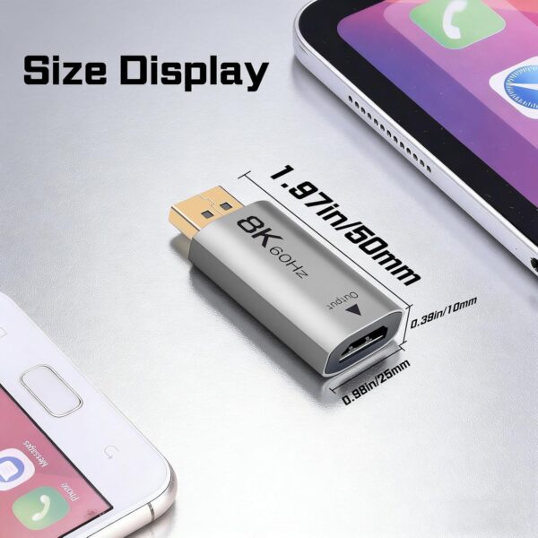 81uRBMNrXTL._AC_SL1500_.jpg Duttek DisplayPort to HDMI Adapter 8K@60Hz, DP to HDMI Converter for Gaming PC Laptop MacBook, Unidirectional Transmission for Monitor Projector TV, Laptop Desktop PS5