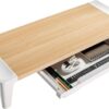 Properav Universal Computer Monitor Desk Riser Stand with Drawer Storage for PC TV Laptop - Wood Effect