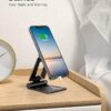 81w5TEZP5eL._AC_SL1500_.jpg Nulaxy Fully Aluminum Phone Stand, Dual Folding Angle Height Adjustable Mobile Holder Cradle for Desk Compatible with iPhone 17 16 15 14 13 12 11 Pro Max XR Xs X, Galaxy, Nintendo Switch, All Phones