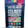 81wo9yg82oL._AC_SL1500_.jpg Clean Nutraceuticals Sea Moss Black Seed Oil Ashwagandha Turmeric Bladderwrack Burdock & Vitamin C Vitamin D3 with Elderberry Manuka Dandelion (120 Count (Pack of 1))