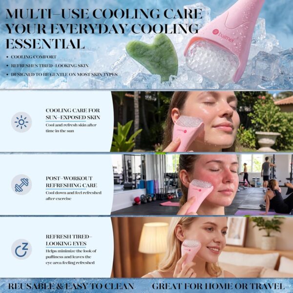 81ws5KWdoxL._SL1500_.jpg BAIMEI IcyMe Ice Roller for Face and Gua Sha Facial Tool Set, Ice Face Roller Reduces Puffiness Relieves Migraines Skin Care Tools, Self Care for Women - Pink