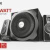 Trust Tytan 2.1 PC Speakers with Subwoofer, 120W (60W RMS), UK Plug, Sound System with Wired Volume Control, Jack 3.5 mm, Computer Speakers for PC, Laptop, TV, Tablet and Smartphone - Black