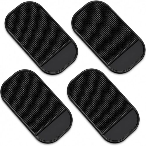 81x2n5scENL._AC_SL1500_.jpg 4 PCS Silicon Anti Slip Mat, 14 * 8 cm Non Slip Car Dash Mats, Self-Adhesive Washable Dashboard Grip, Car Accessories for Cell Phone Sunglasses Keys - Black