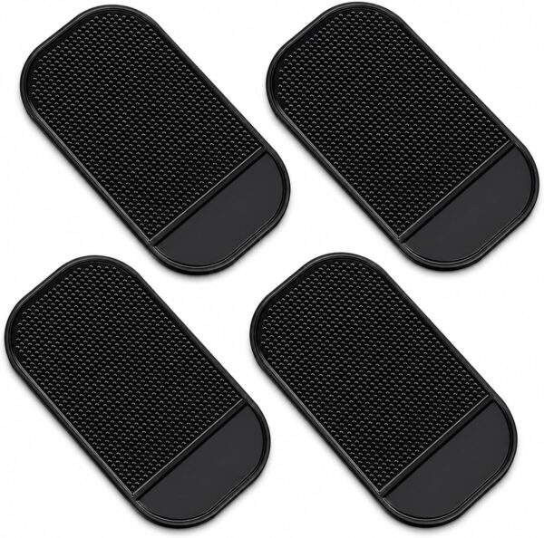 4 PCS Silicon Anti Slip Mat, 14 * 8 cm Non Slip Car Dash Mats, Self-Adhesive Washable Dashboard Grip, Car Accessories for Cell Phone Sunglasses Keys - Black
