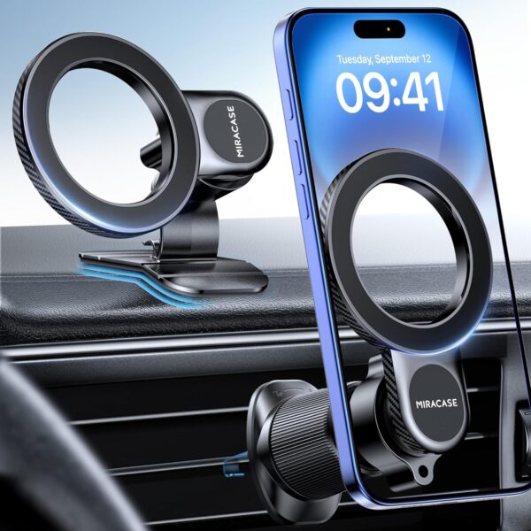 81xjrTmX5SL._AC_SL1500_.jpg Miracase for MagSafe Car Mount【Won’t Block Vent & 20 Strongest Magnets】 Magnetic Phone Holder for Car Phone Holder Mount Dash for Car Accessories for Women Men for iPhone 17 Pro Max Air 16 15 14 13 12