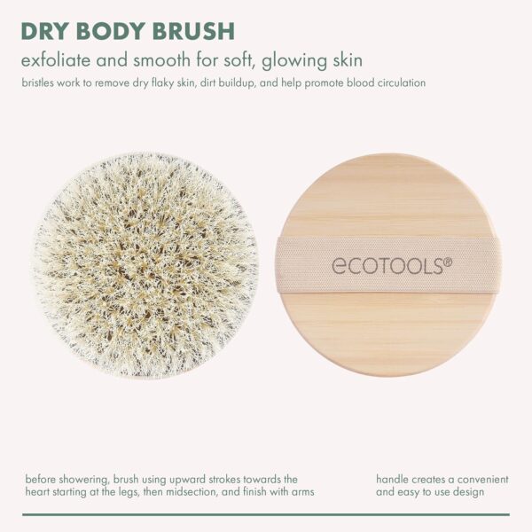 917J4ydHjAL._SL1500_.jpg EcoTools Dry Body Brush, Cruelty-Free Bristles Exfoliate & Smooth Skin, Dry Brushing Removes Flaky Skin, May Help Improve Circulation & Tone, Eco-Friendly Skincare Tool, Vegan & Cruelty-Free, 1 Count