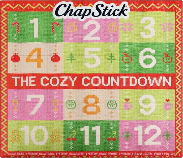 91Ga3zdj1oL._AC_SL1500_.jpg ChapStick Advent Calendar 2025 – Cozy Countdown to Christmas, Variety 12-Pack Lip Balm Gift Set, Holiday Gifts for Women, Men, Teens, Coworkers, Grandpa & Grandma, 0.15 Oz Each