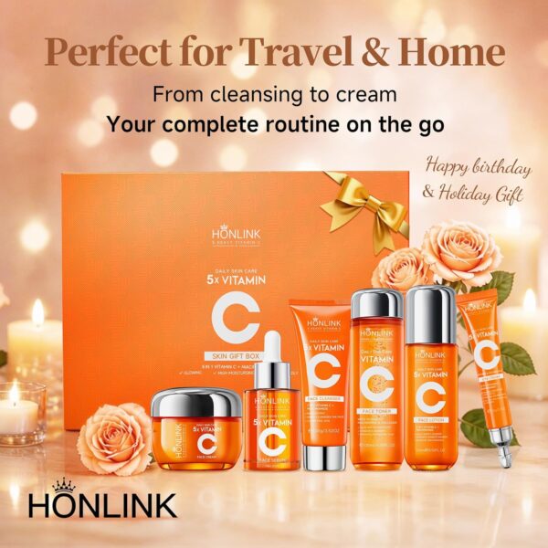91V3vYoMJL._SL1500_.jpg 6-Piece Hydrating Vitamin C Skincare Set with Niacinamide, Daily Face Care Routine Includes Cleanser, Toner, Serum, Moisturizer, Eye Cream & Body Lotion for Self Care