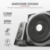 Trust Tytan 2.1 PC Speakers with Subwoofer, 120W (60W RMS), UK Plug, Sound System with Wired Volume Control, Jack 3.5 mm, Computer Speakers for PC, Laptop, TV, Tablet and Smartphone - Black